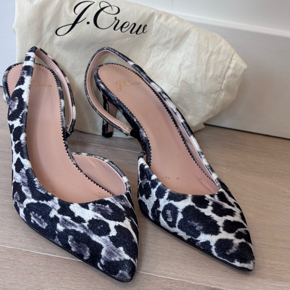 J. Crew Leopard Print Heels in Black and White